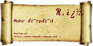Mohr Árpád névjegykártya
